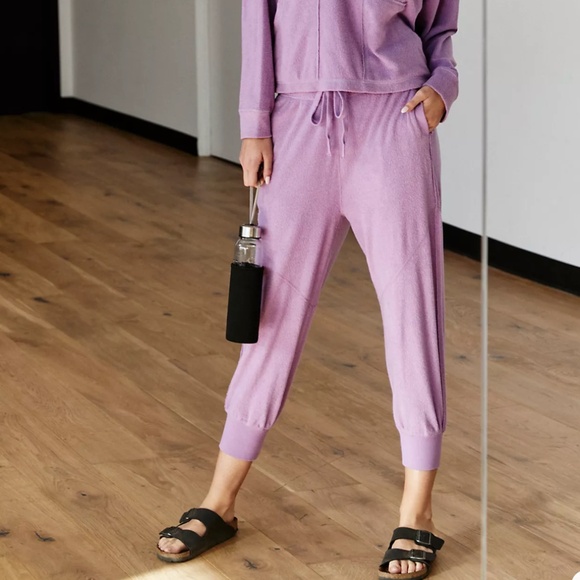 Free People Movement Women Radiant Jogger Purple Comfy Terry Loungewear Athletic - Picture 2 of 12